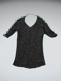 Black Lace Cutout Sleeve Evening Top (M)