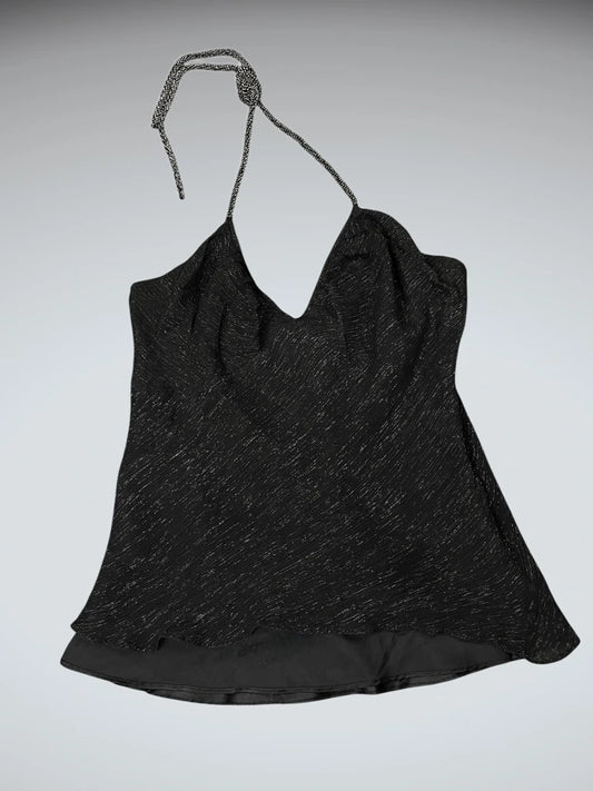 Black Satin Effect Vintage Top (M)