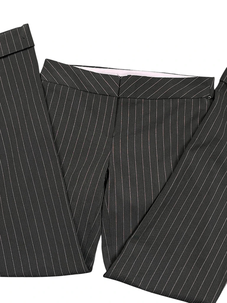 Black Pinstripe Flared Suit Trousers (S)