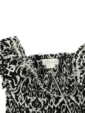 Black White Paisley Off-Shoulder Boho Top (S)