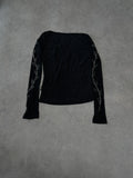 top with gems decoration on the sleeves