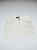 Earl White Rhinestone Accent Denim Mini Skirt (XS)