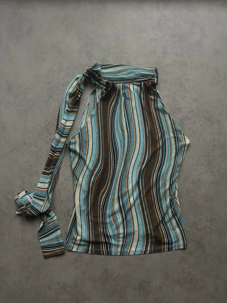 Y2k striped blue top