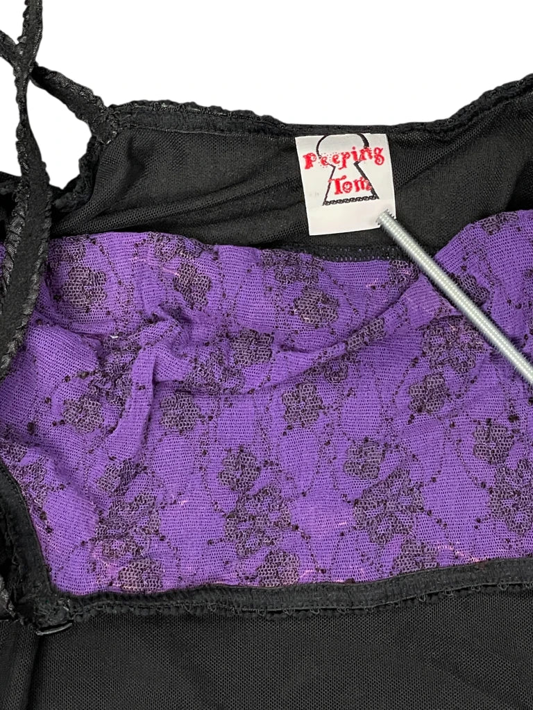Peeping tone purple black dessoue top (S)