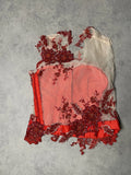 Red Floral Top with Paillettes