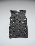 Black Distressed Sleeveless Punk Top (S)