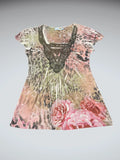 Animal Print & Floral Embellished Tunic Top (M)