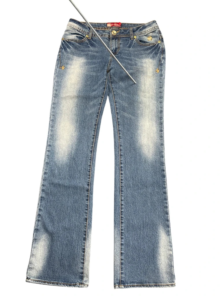 Light Blue Bootcut Jeans with Embroidered Apple Logo (L)