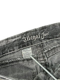 Grey Washed Vintage Denim Skirt with Rhinestone Detail (M)
