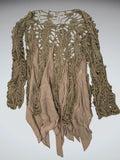 Sheer Brown Distressed Mesh Top (S)