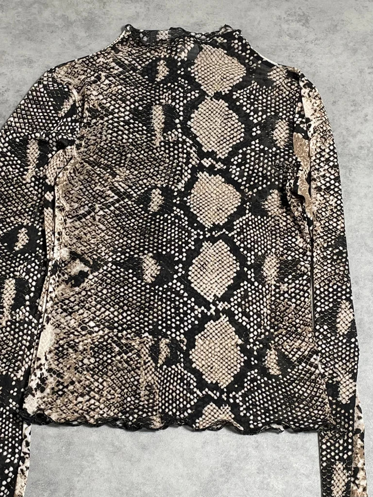snake mesh long sleeve top (M)