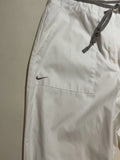 Minimalist White Nylon Track Pants Grey Drawstring Nike Retro (M)