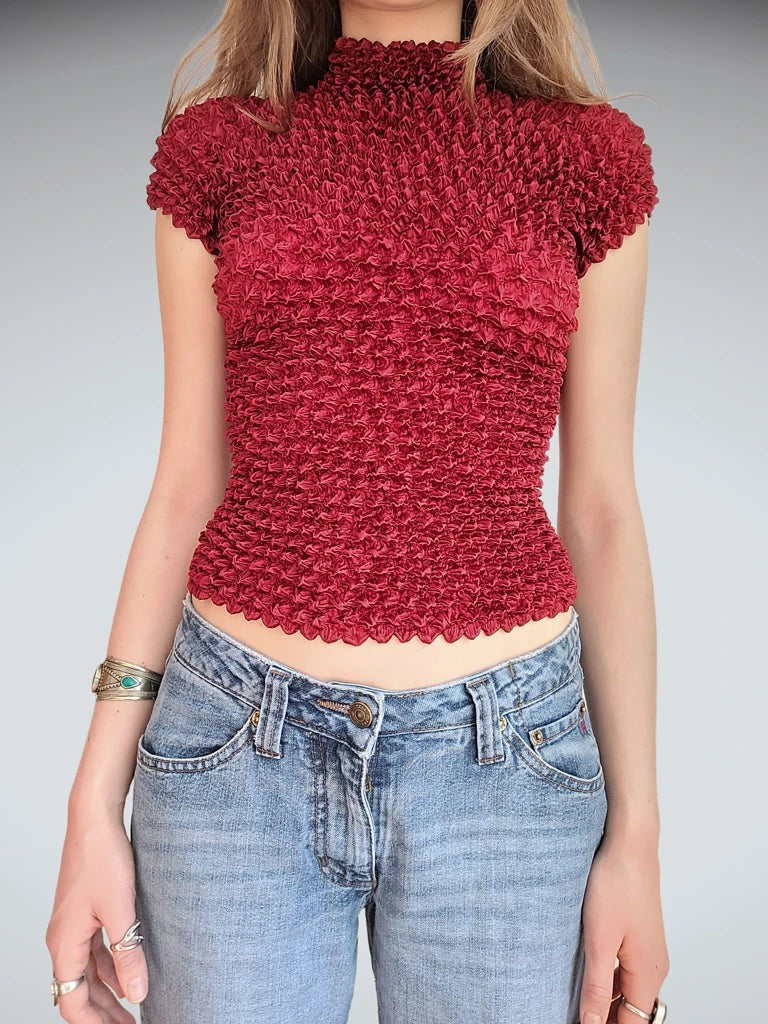 Red ribbed T-shirt