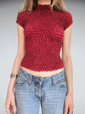 Red ribbed T-shirt