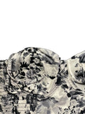 Beige black baroque print top (M)
