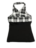 Black and White Plaid Halter Tunic (S)