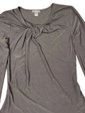 Minimal Knot-Front Long Sleeve Top in Black (S)