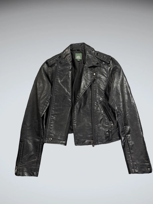 Wild Fable Black Faux Leather Jacket Women (XS)