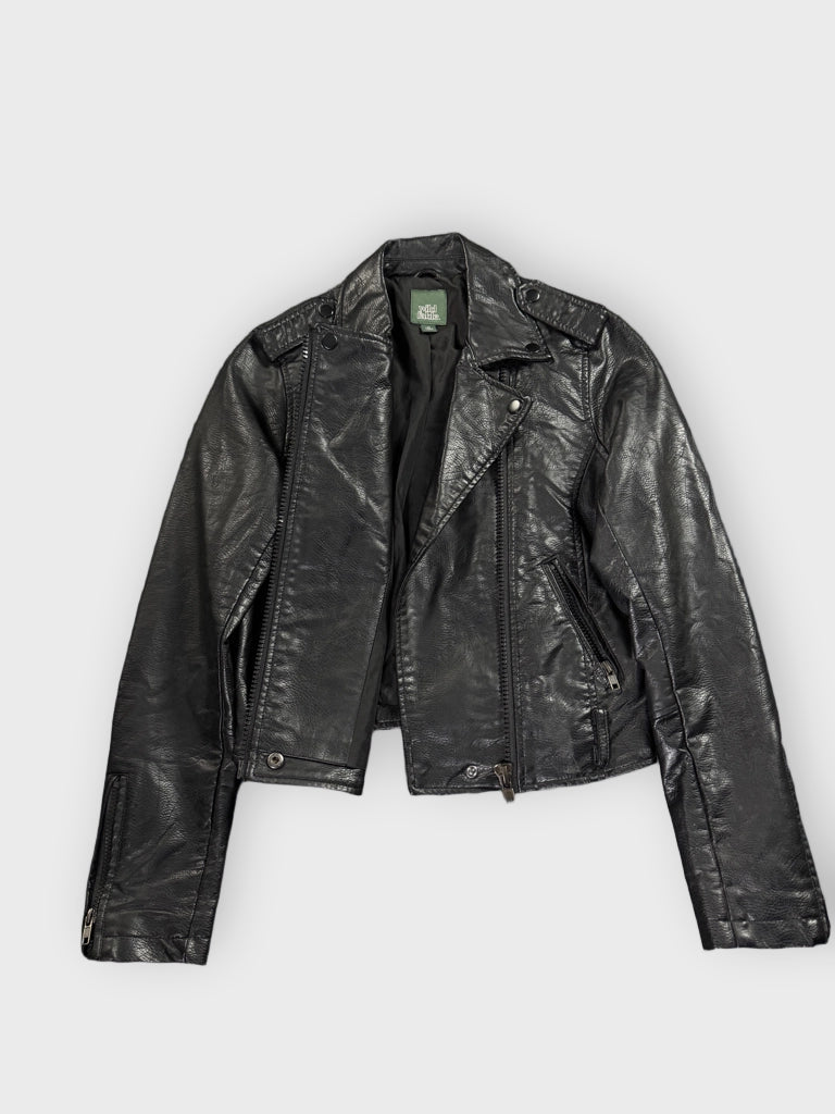 Wild Fable Black Faux Leather Jacket Women (XS)