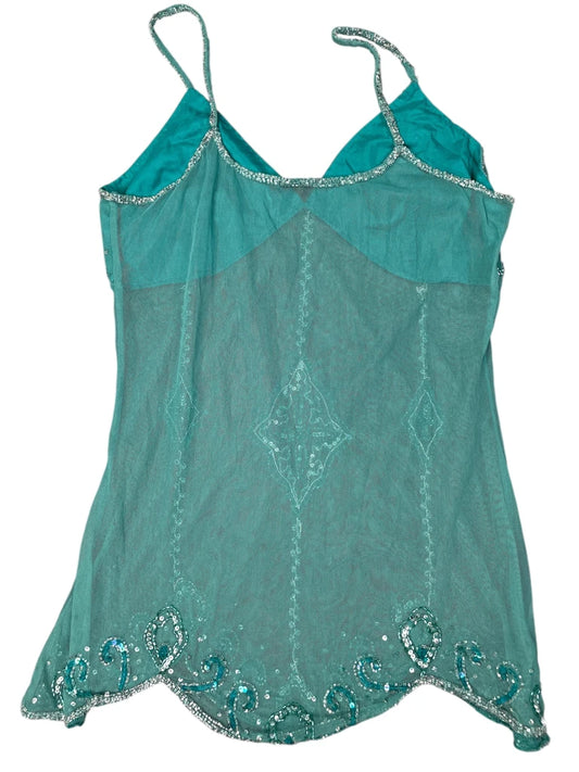 Light Blue Shiny Pattern Dress Top (L)