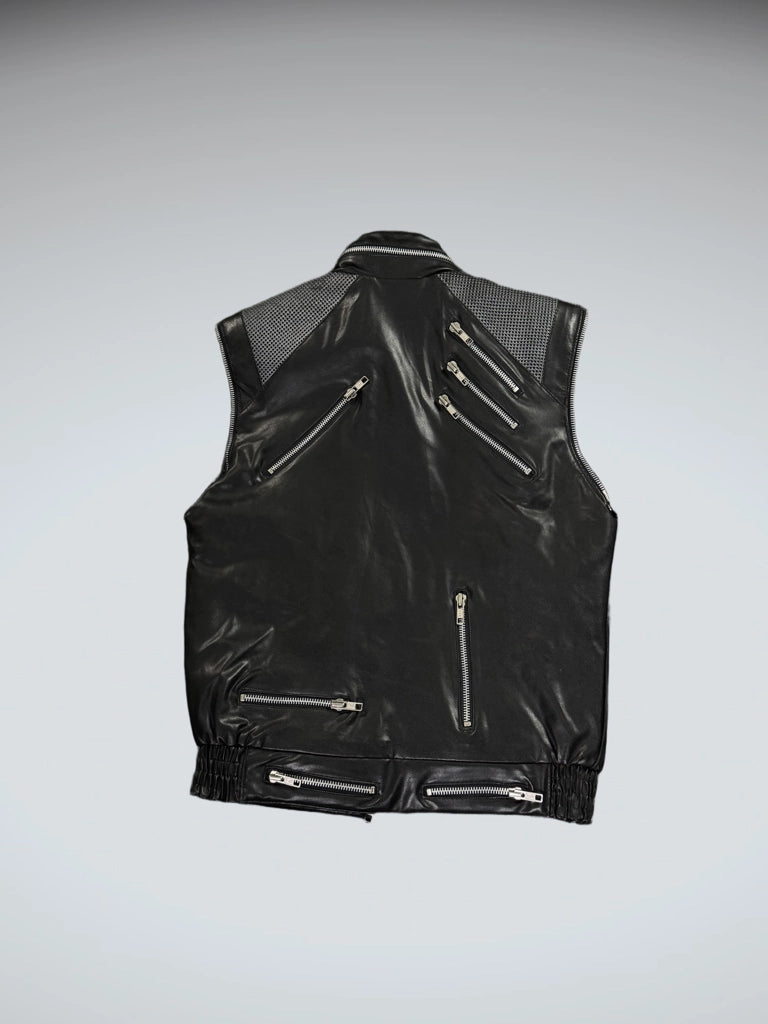 Vintage Black Faux Leather Vest Women (M)