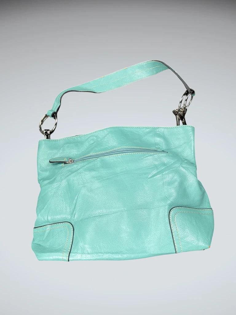 Turquoise Casual Zip Shoulder Bag (ONESIZE)