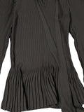 DKNY Pleated Tie-Neck Blouse in Black (S)