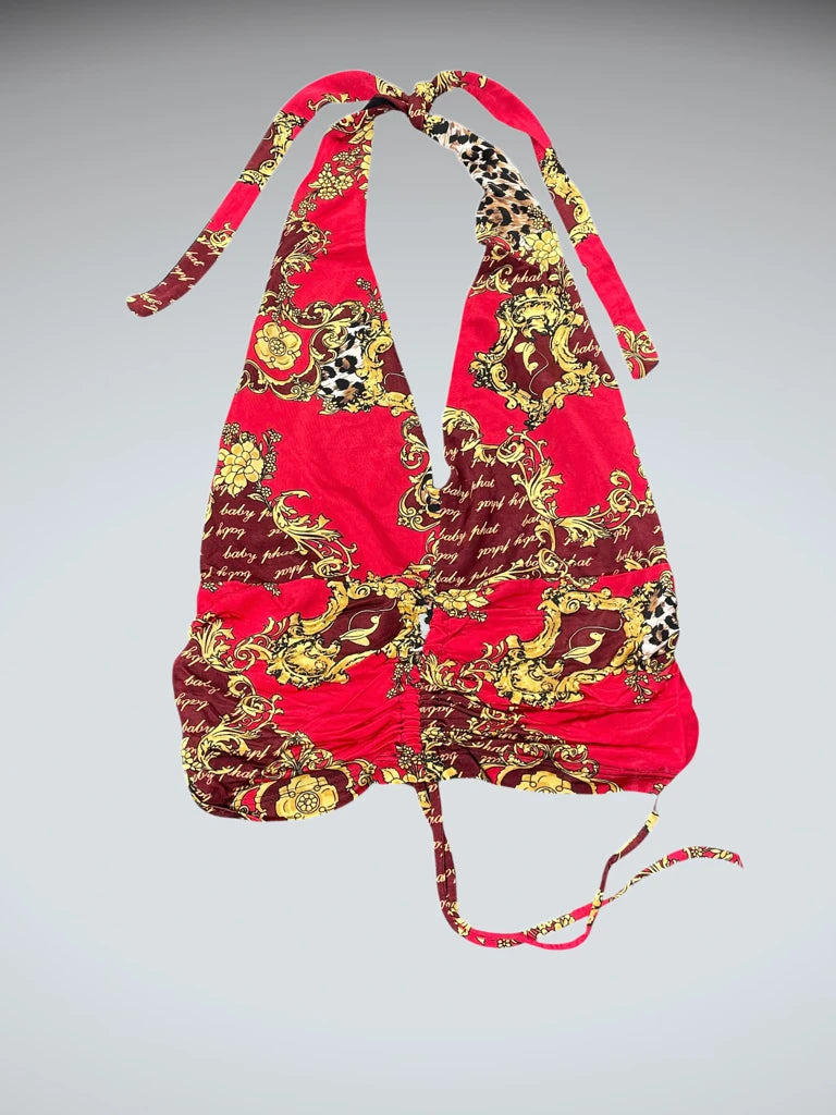 red baroque halterneck top (XL)