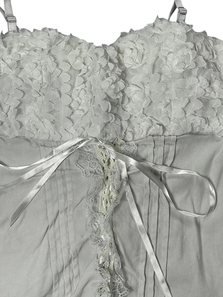white 3D flower corset top (S)