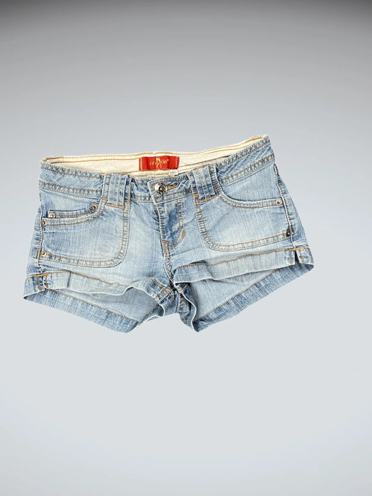 washed denim hotpants (S)