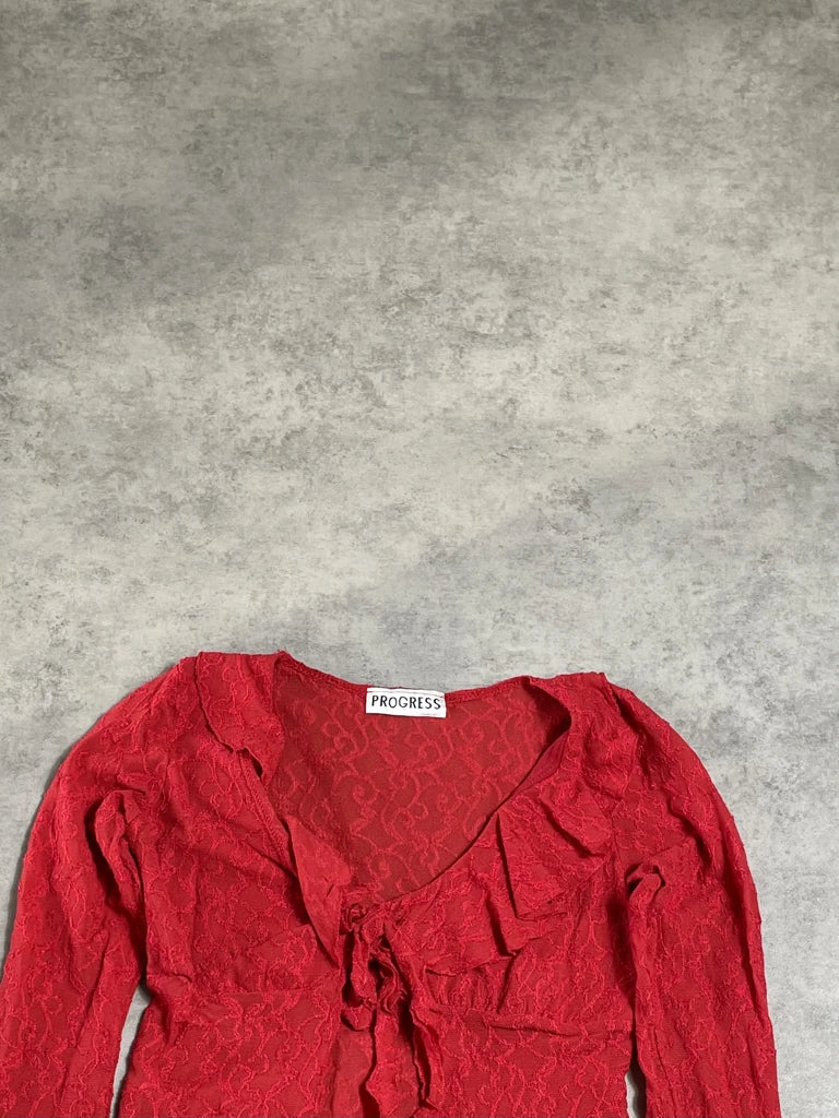 red lace long sleeve top (S)