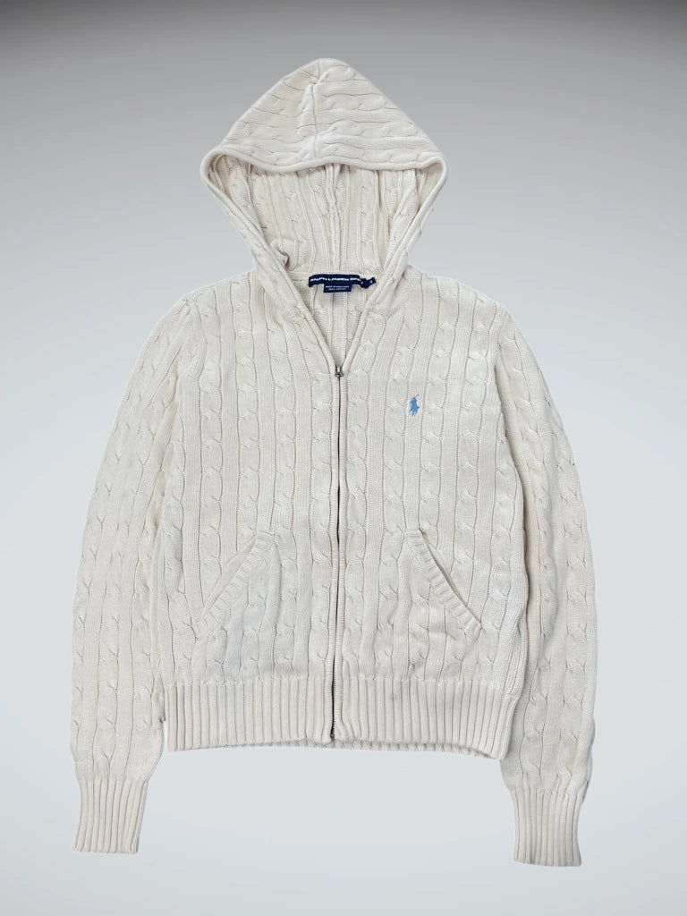 Polo Ralph Lauren Beige Cable Knit Hoodie (S)