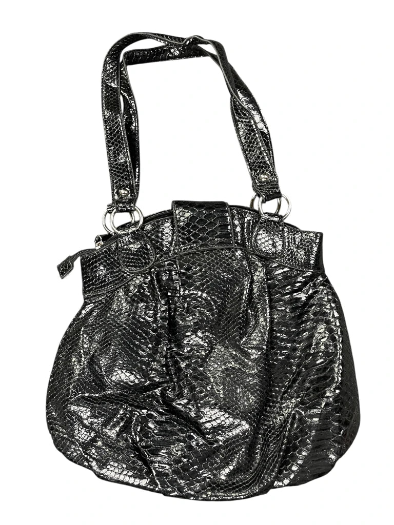 Black Shiny Snakeskin Effect Bag (ONESIZE)
