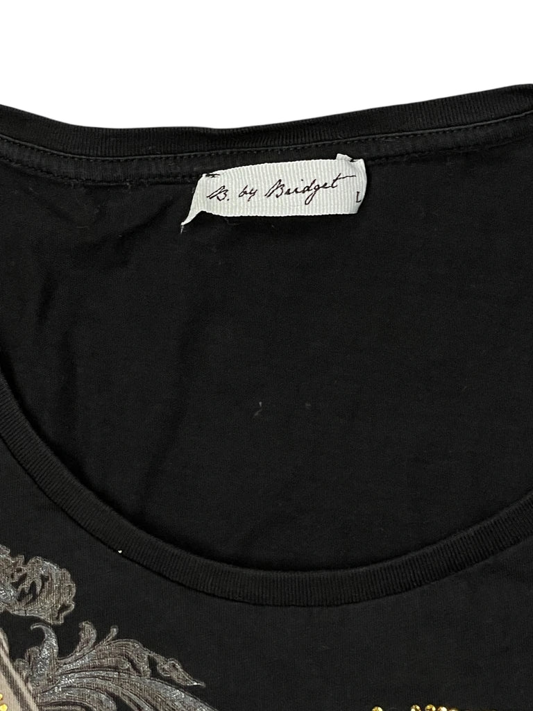 Y2K Black Skull Print Cotton Top (L)