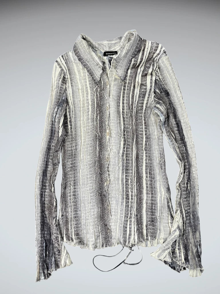 Komarov White Snakeskin Satin Dress Top (M)