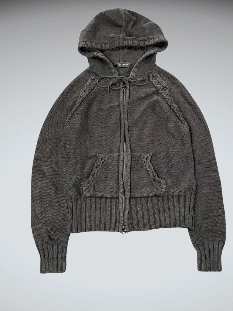 Charcoal Cable Knit Hoodie (M)