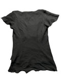 Black Draped Neck Floral Print Top (S)