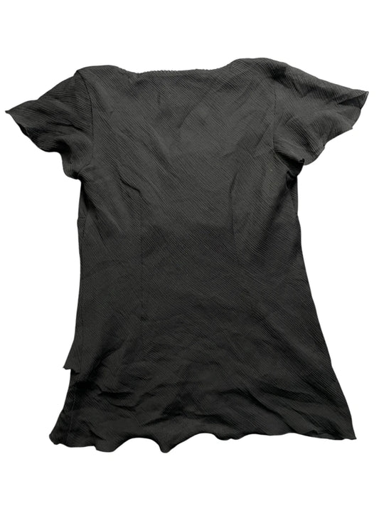 Black Draped Neck Floral Print Top (S)