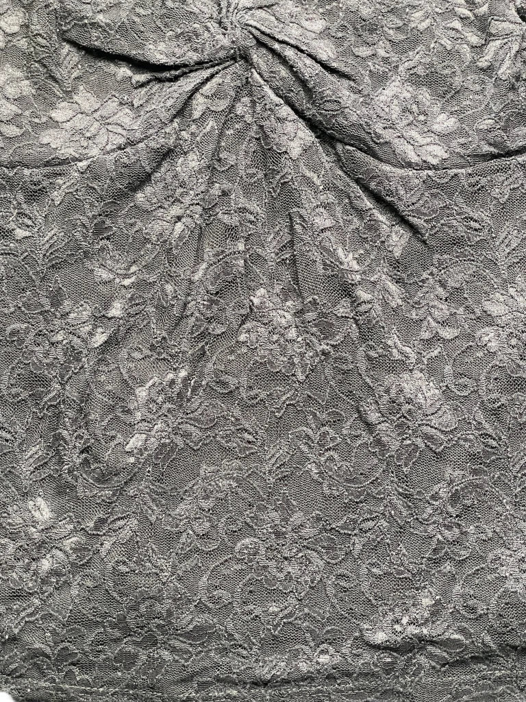 Black Lace V-Neck Top with Elegant Twist Detail (S)