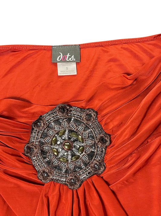 Orange Beaded Strapless Tube Top (S)