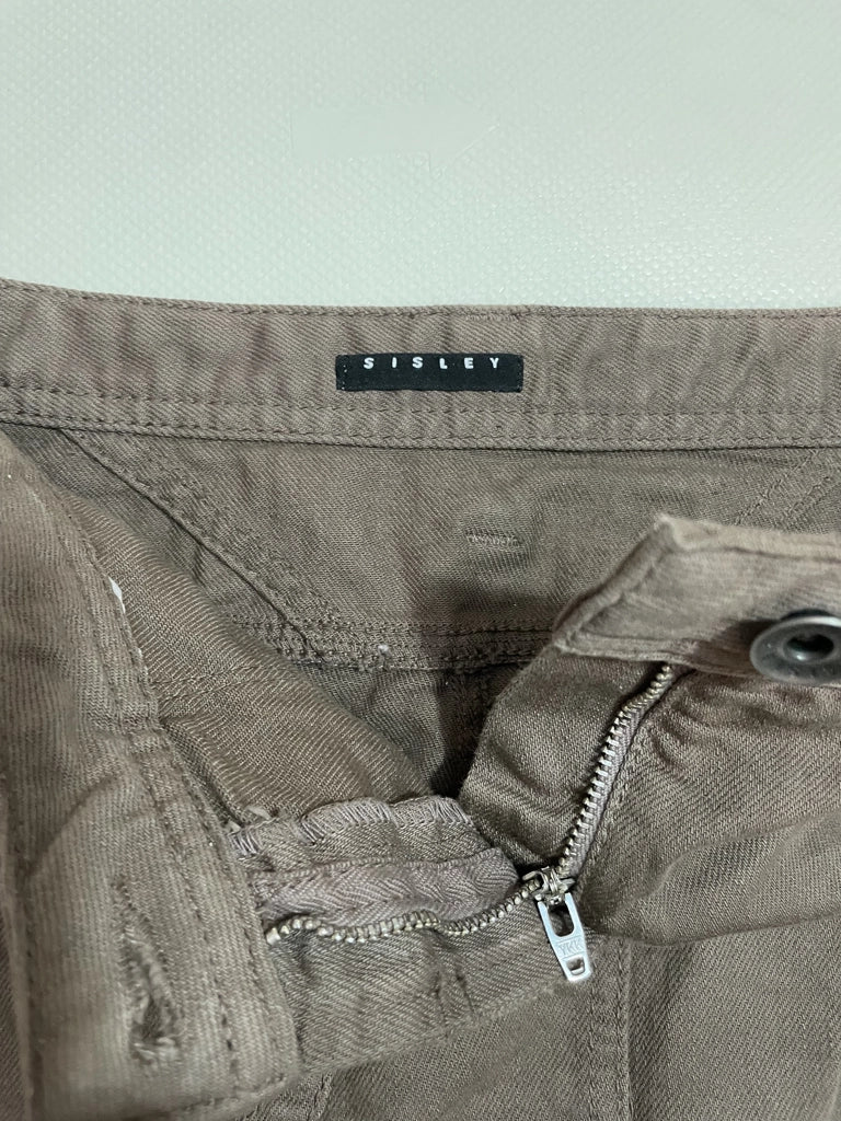 Y2K Chocolate Brown Mini Skirt Low Rise Sisley Grunge (M)