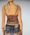Seductive Leopard Print Cowl Neck Camisole Cropped Fit (S)