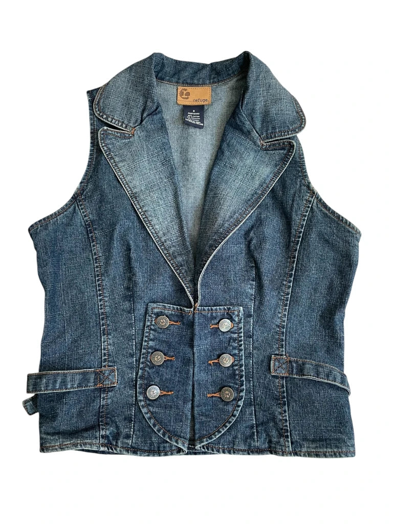 rebel brass – dark denim vest (M)