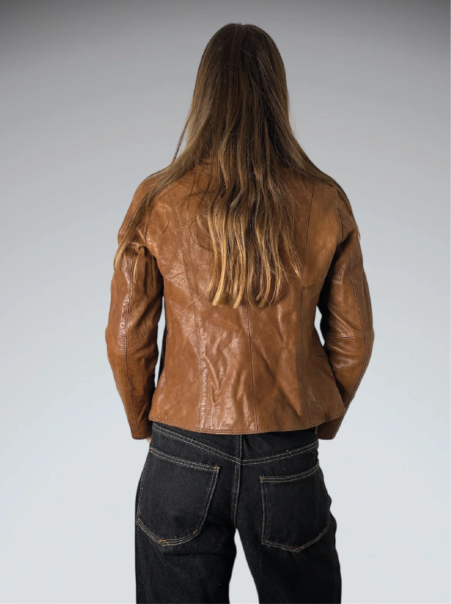 Vintage Brown Genuine Leather Coat Women (M)