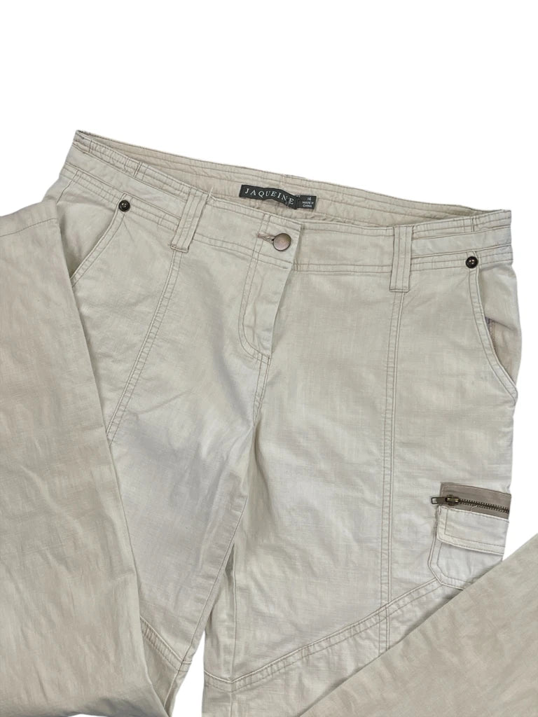 Beige Wide-Leg Utility Pants (L)