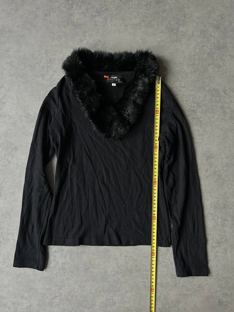 Y2K fur collar top