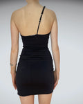 Black One Shoulder Cutout Mini Dress (S)