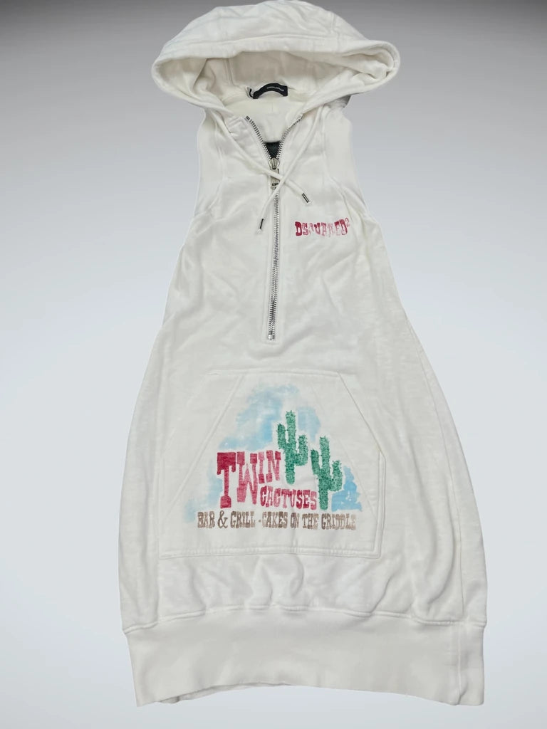 Dsquared White Sleeveless Hoodie Vest (M)