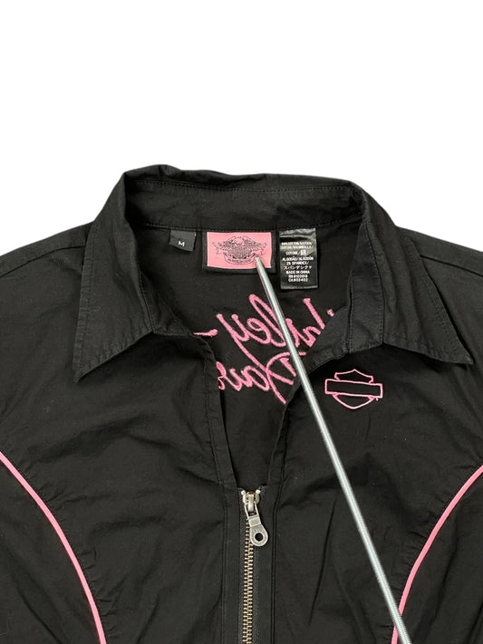 Harley Davidson Black Pink Fitted Biker Shirt (M)