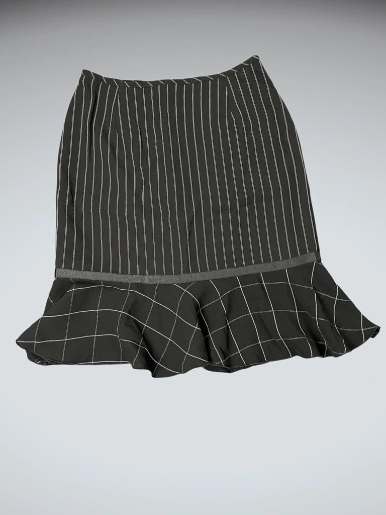 Monochrome Check & Stripe Mini Skirt (M)